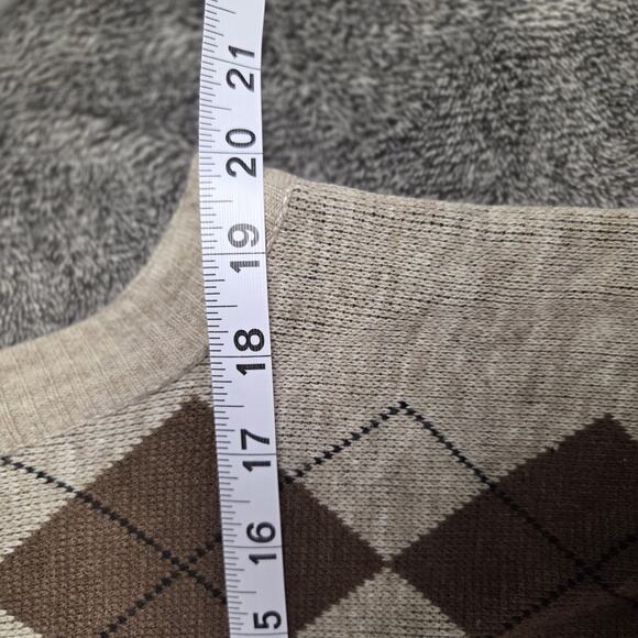 Troy Hill Mens Tan And Brown Argyle Sweater Vest Size Medium - Picture 5 of 6